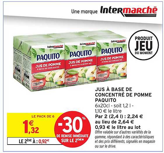 JUS À BASE DE CONCENTRÉ DE POMME PAQUITO
