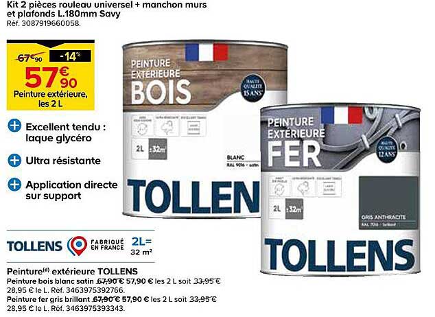 Kit 2 pièces rouleau universel + manchon murs et plafonds L.180mm Savy