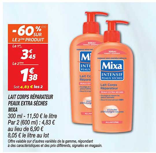 LAIT CORPS RÉPARATEUR PEAUX EXTRA SÈCHES MIXA