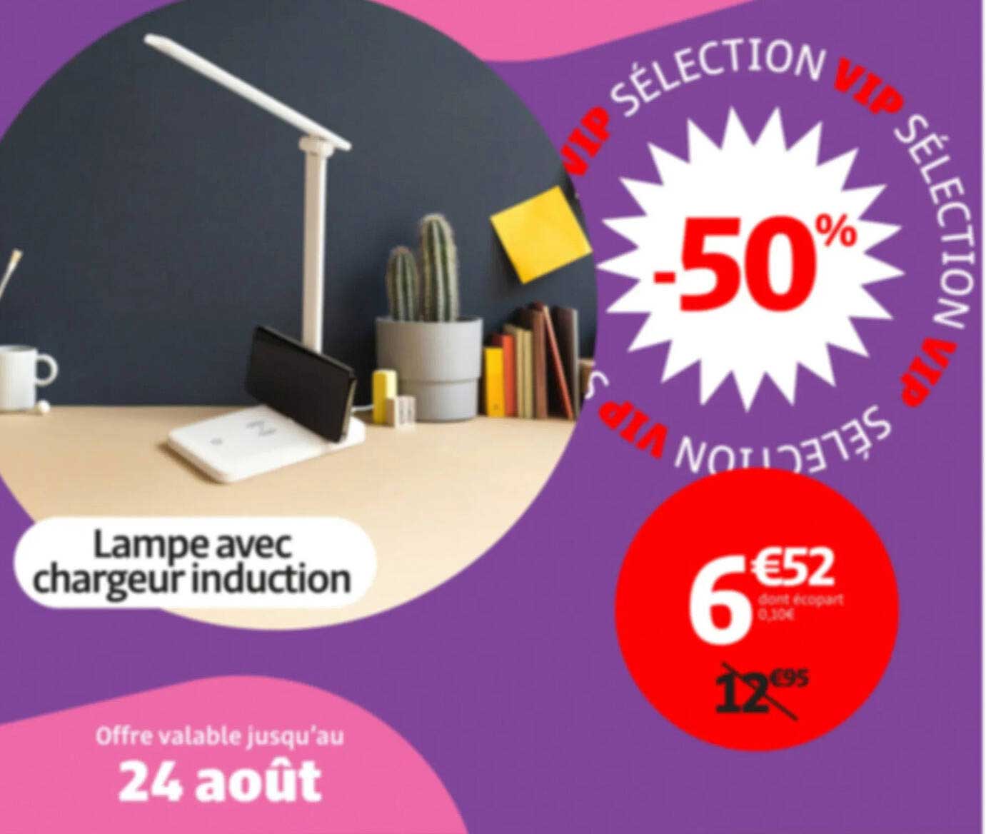 Lampe avec chargeur induction