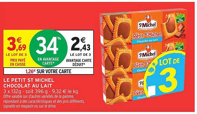 LE PETIT ST MICHEL CHOCOLAT AU LAIT