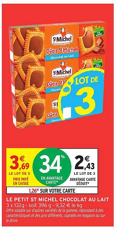 LE PETIT ST MICHEL CHOCOLAT AU LAIT