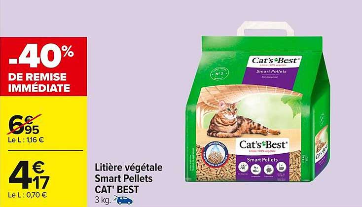 Litière végétale Smart Pellets CAT' BEST