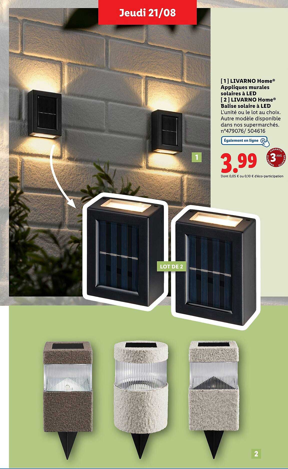 LIVARNO Home® Appliques murales solaires à LED