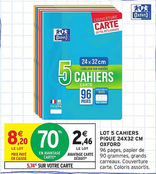 LOT 5 CAHIERS PIQUE 24X32 CM OXFORD
