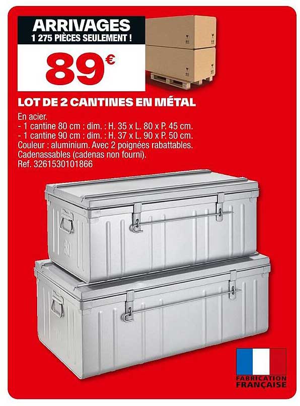 LOT DE 2 CANTINES EN MÉTAL