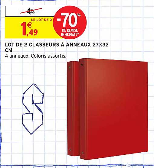 LOT DE 2 CLASSEURS À ANNEAUX 27X32 CM