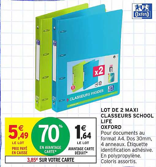 LOT DE 2 MAXI CLASSEURS SCHOOL LIFE OXFORD