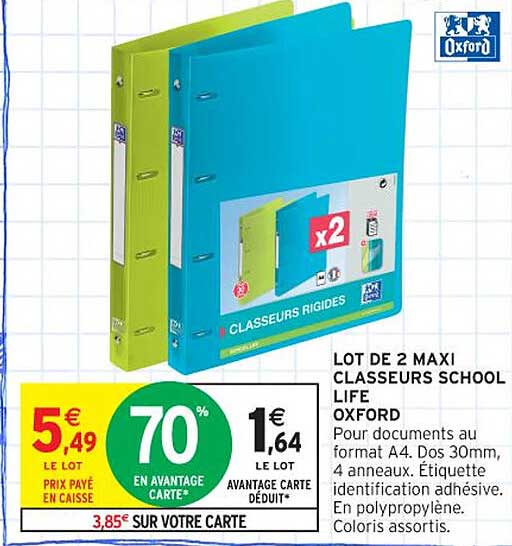 LOT DE 2 MAXI CLASSEURS SCHOOL LIFE OXFORD