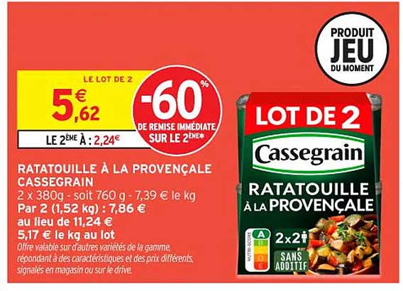 LOT DE 2 RATATOUILLE À LA PROVENÇALE CASSEGRAIN