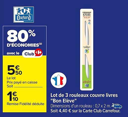 Lot de 3 rouleaux couvre livres "Bon Elève"