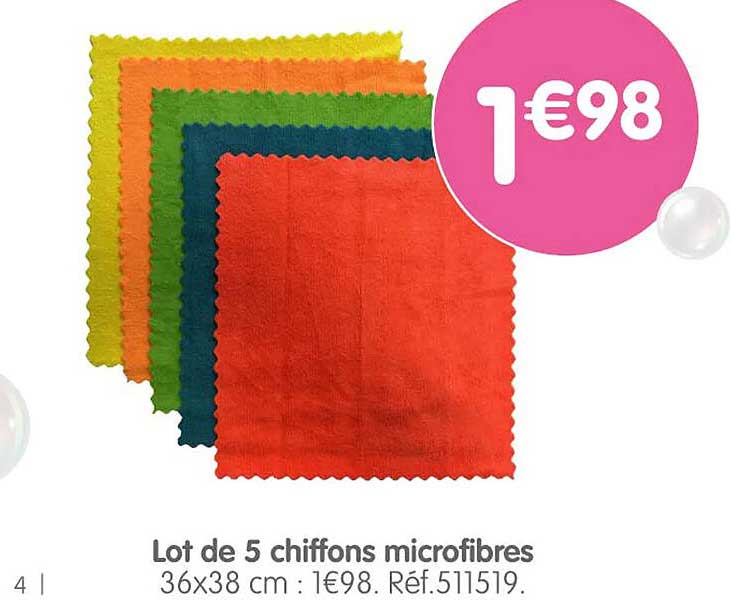Lot de 5 chiffons microfibres
