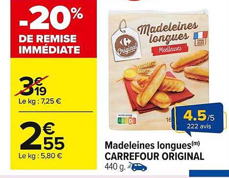 Madeleines longues(m) CARREFOUR ORIGINAL