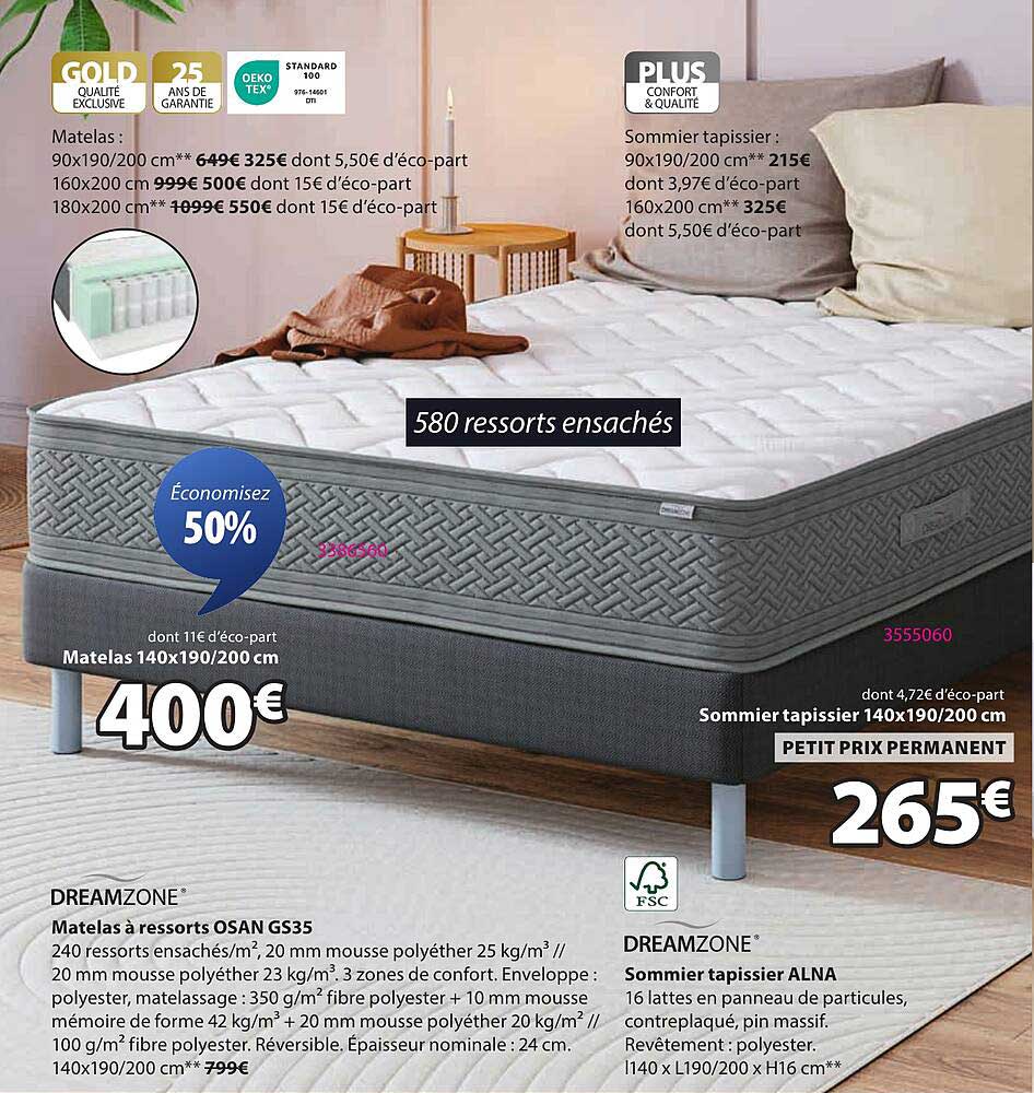 Matelas à ressorts ensachés OSAN GS35