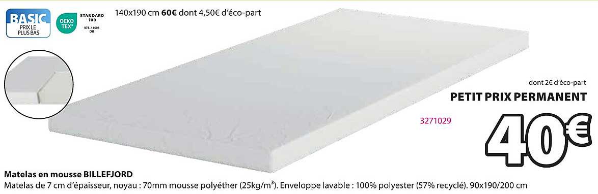 Matelas en mousse BILLEFJORD