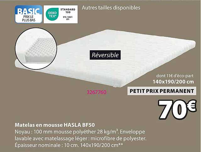 Matelas en mousse HASLA BF50