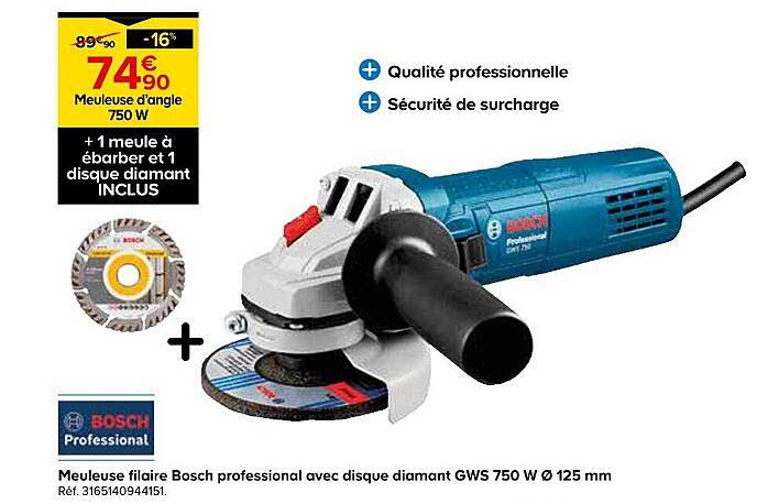 Meuleuse d’angle 750 W