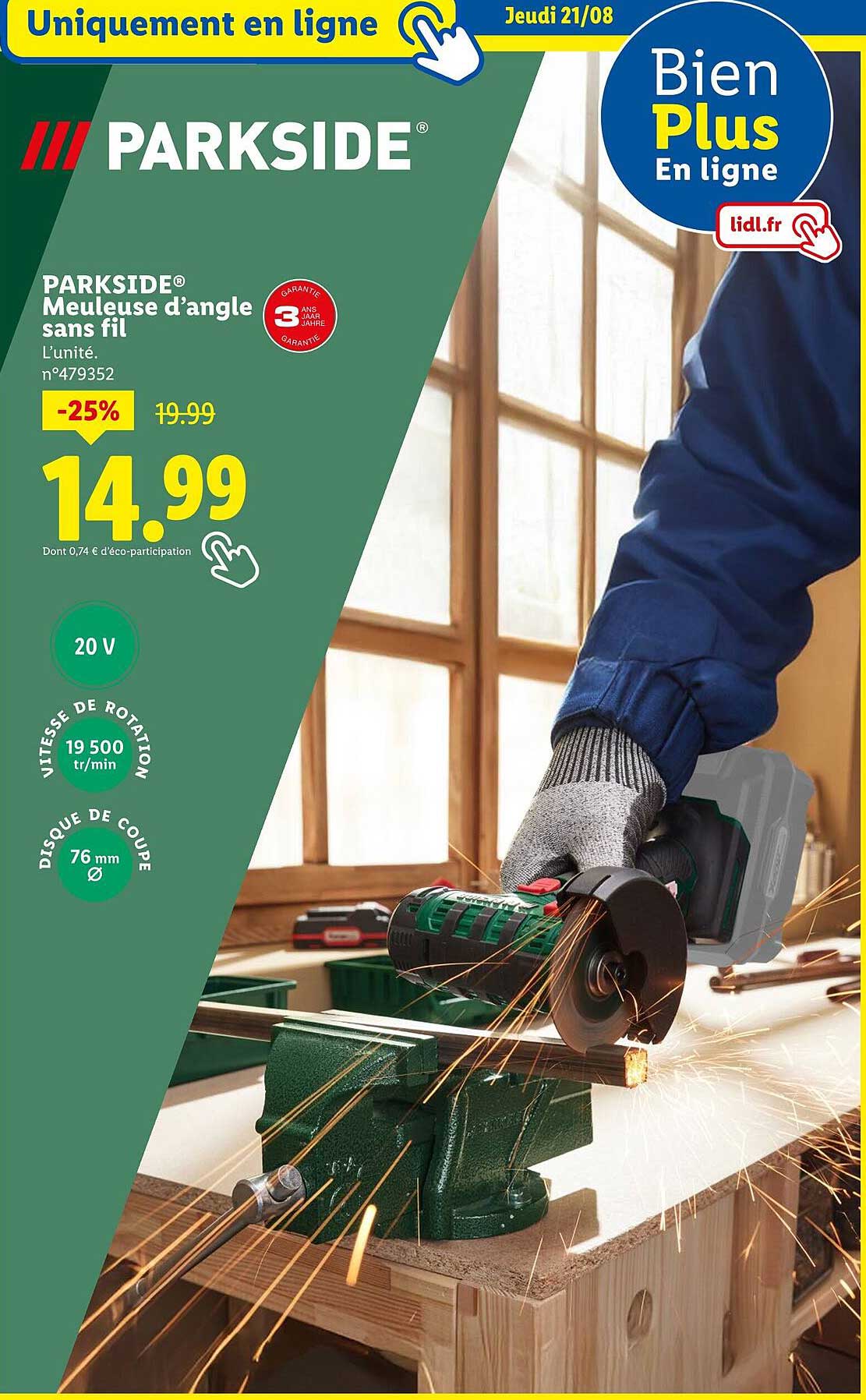 Meuleuse d'angle sans fil PARKSIDE