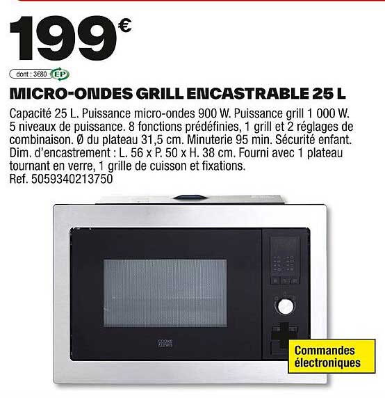 MICRO-ONDES GRILL ENCASTRABLE 25 L