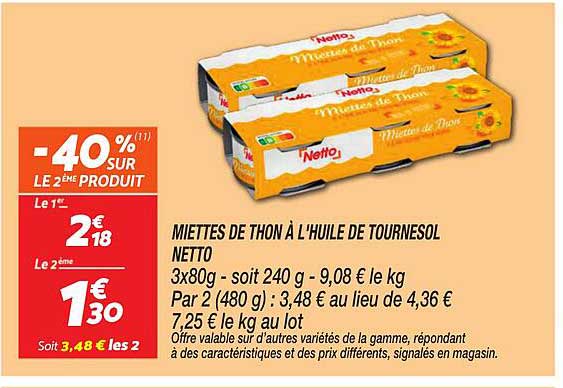 MIETTES DE THON À L'HUILE DE TOURNESOL