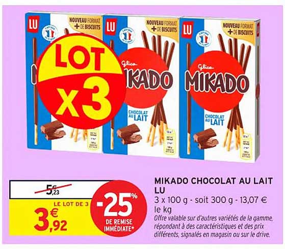 MIKADO CHOCOLAT AU LAIT LU