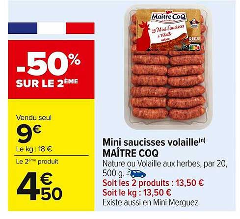 Mini saucisses volaille(n) MAÎTRE COQ