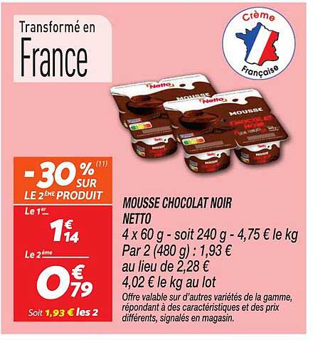 MOUSSE CHOCOLAT NOIR NETTO