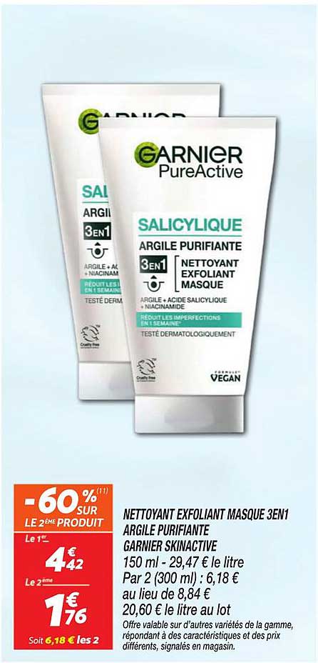 NETTOYANT EXFOLIANT MASQUE 3EN1 ARGILE PURIFIANTE