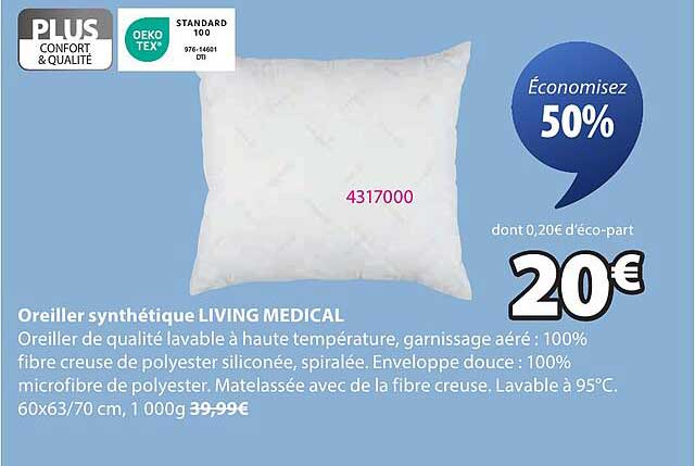Oreiller synthétique LIVING MEDICAL