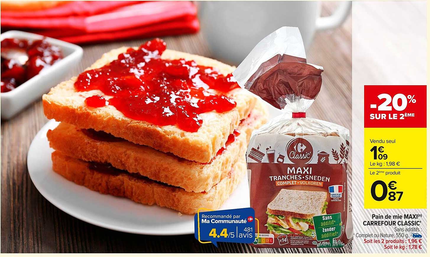 Pain de mie MAXI CARREFOUR CLASSIC'