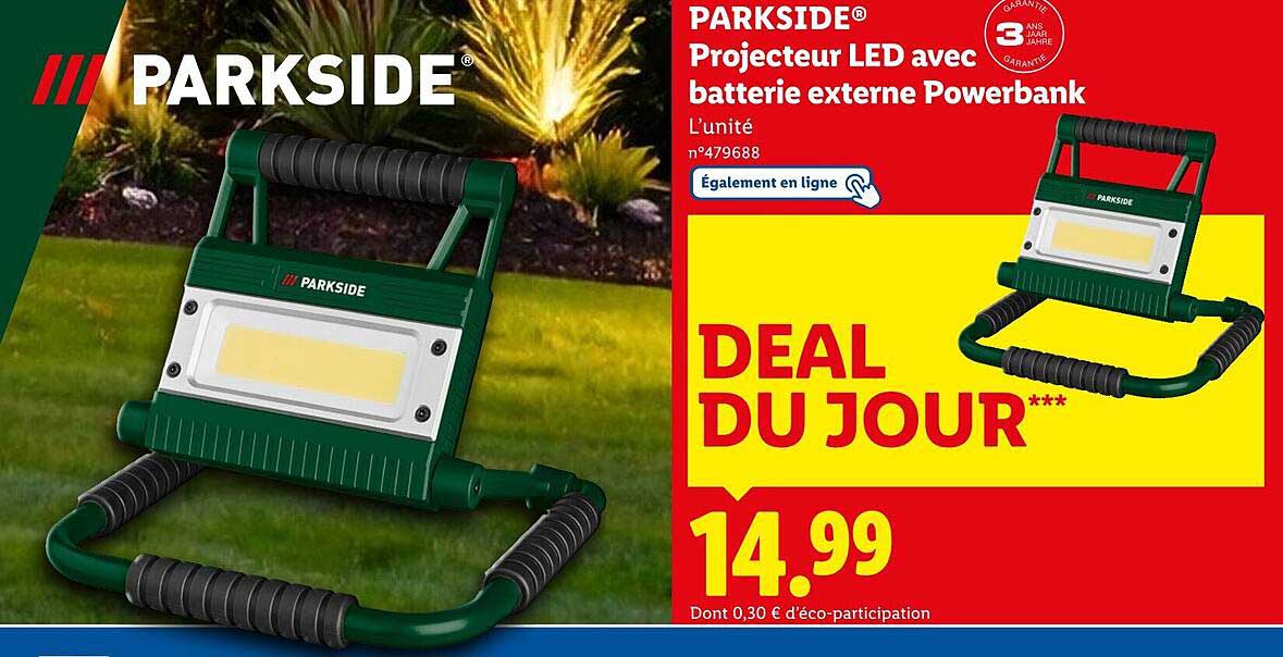 PARKSIDE® Projecteur LED avec batterie externe Powerbank