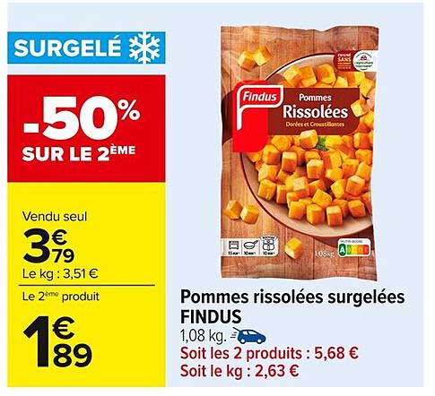 Pommes rissolées surgelées FINDUS