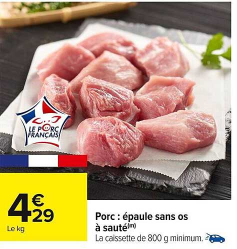 Porc : épaule sans os à sauté