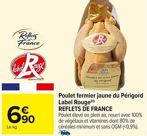 Poulet fermier jaune du Périgord Label Rouge