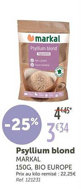 Psyllium blond MARKAL 150G, BIO EUROPE