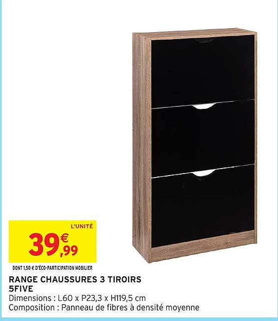 RANGE CHAUSSURES 3 TIROIRS 5FIVE