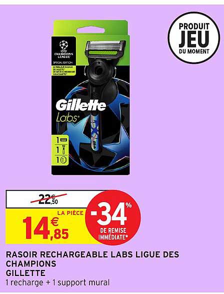 RASOIR RECHARGEABLE LABS LIGUE DES CHAMPIONS GILLETTE