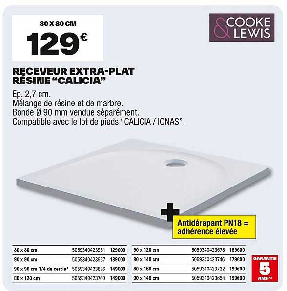 Receveur extra-plat résine "Calicia"