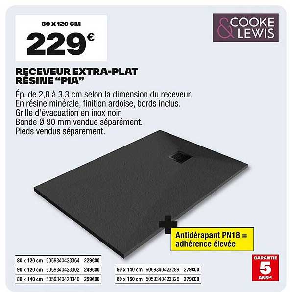 Receveur extra-plat résine “Pia”