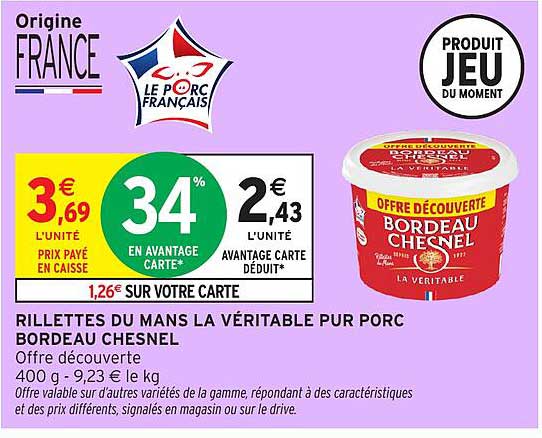 RILLETTES DU MANS LA VÉRITABLE PUR PORC BORDEAU CHESNEL