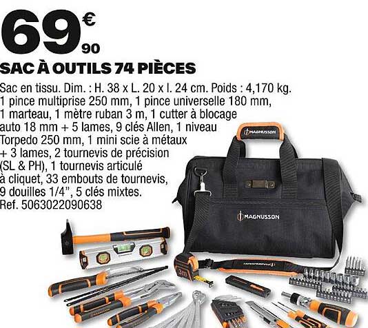 SAC À OUTILS 74 PIÈCES