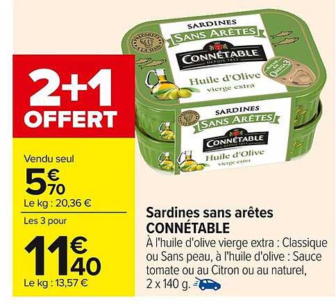 Sardines sans arêtes CONNETABLE
