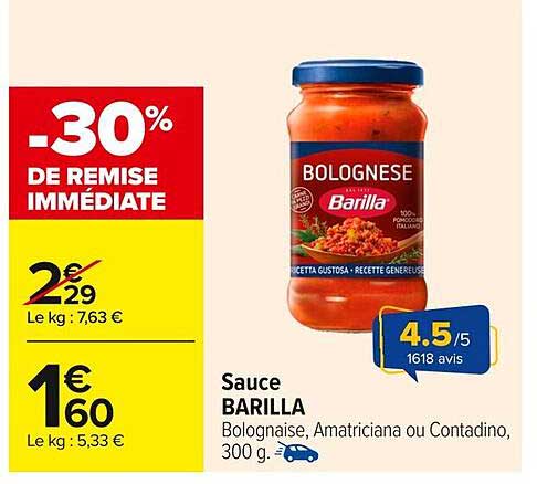 Sauce BARILLA Bolognese, Amatriciana ou Contadino, 300 g