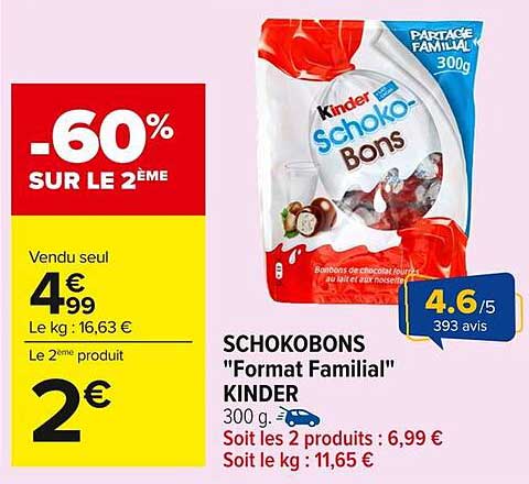 SCHOKOBONS "Format Familial" KINDER