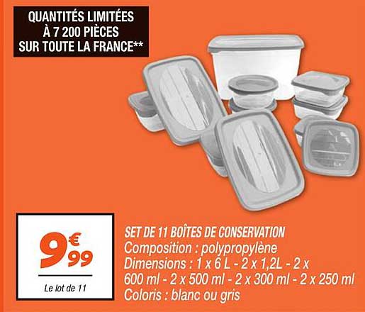 SET DE 11 BOÎTES DE CONSERVATION