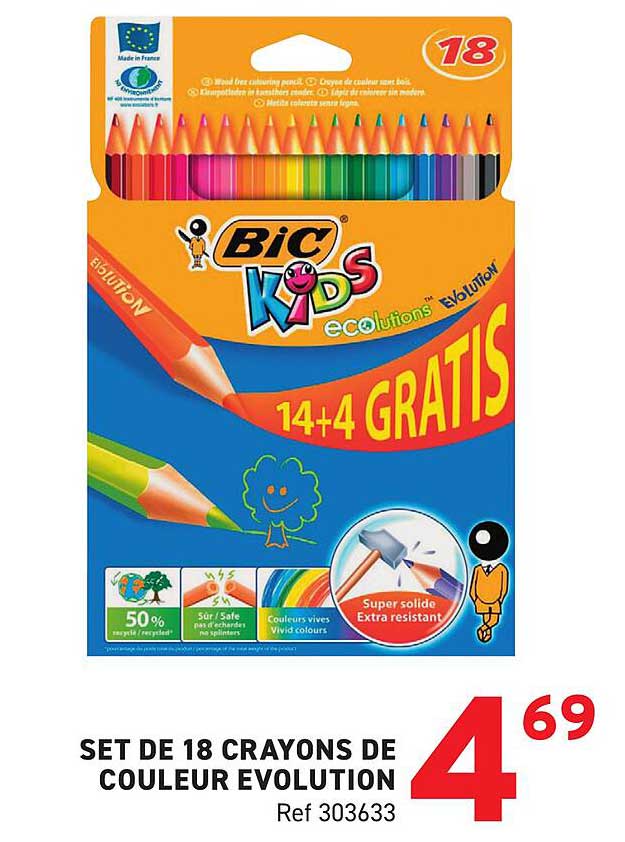 SET DE 18 CRAYONS DE COULEUR EVOLUTION