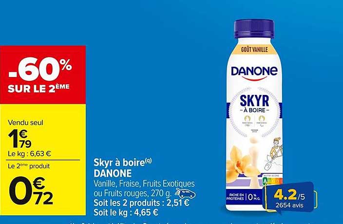 Skyr à boire Danone -60% sur le 2ème