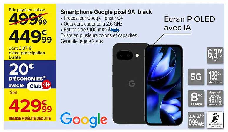 Smartphone Google pixel 9A black