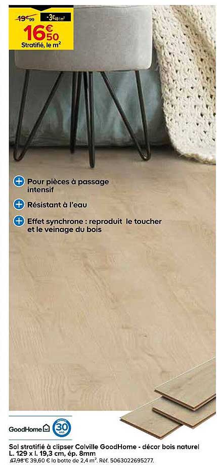 Sol stratifié à clipser GoodHome - décor bois naturel