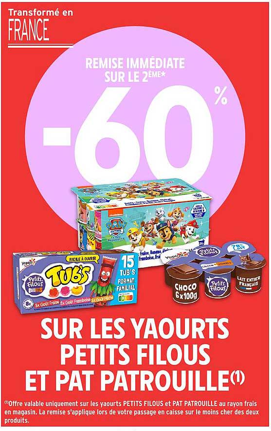 SUR LES YAOURTS PETITS FILOUS ET PAT PATROUILLE